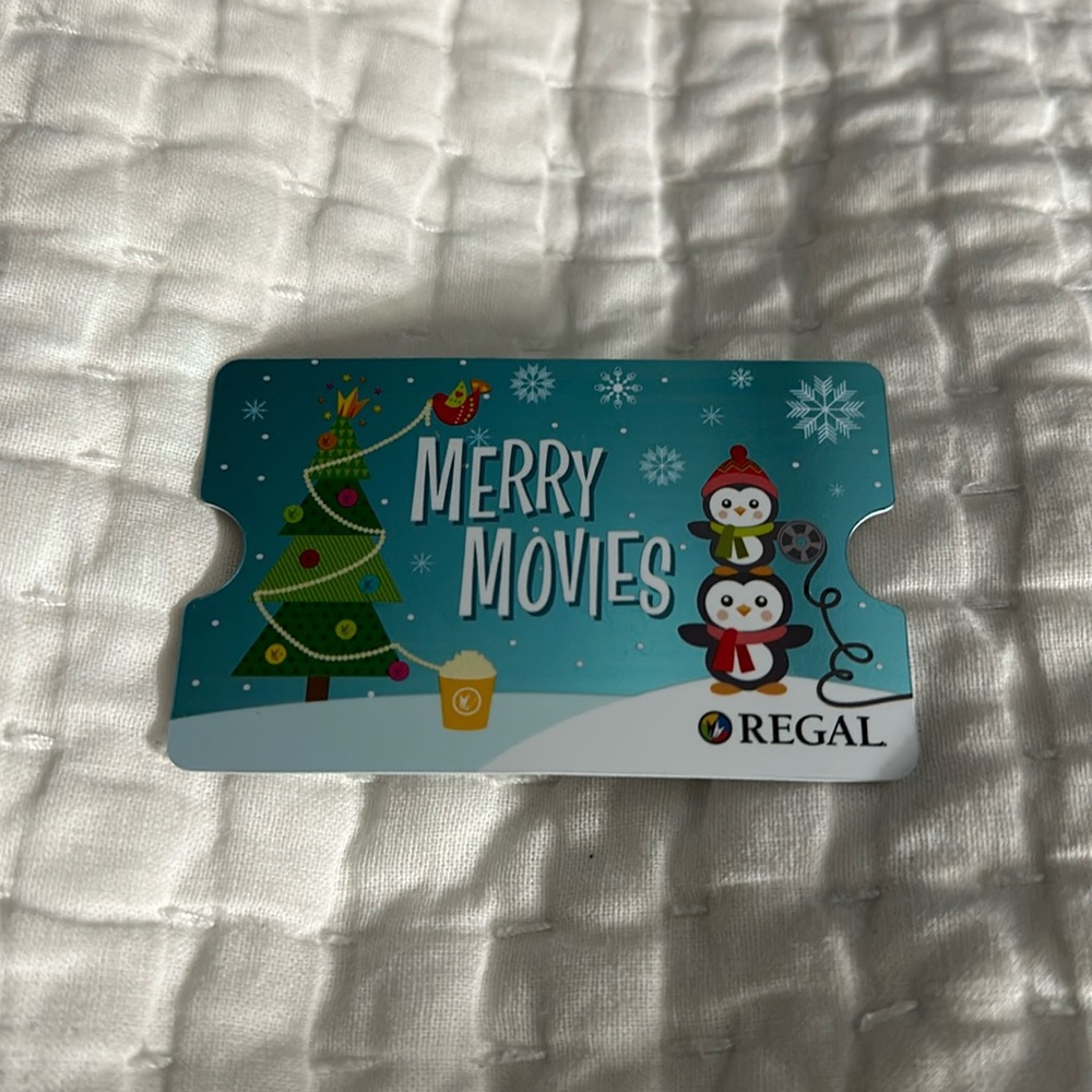 $25 regal movie theater gift card.
